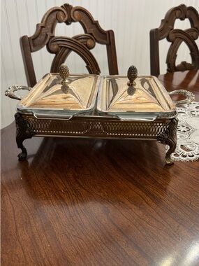 Elegant Double Covered Server - Silver Finish